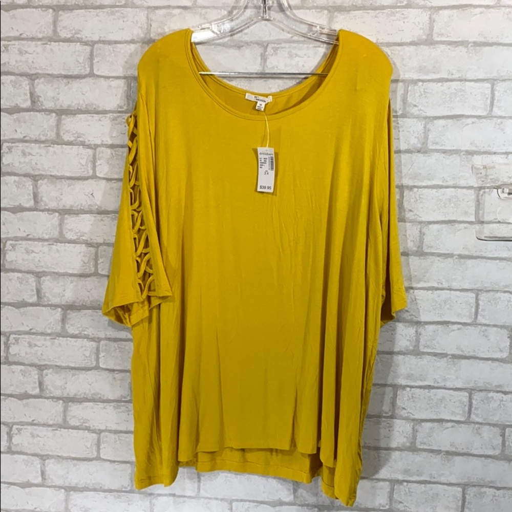 89th & Madison yellow plus size top 3x